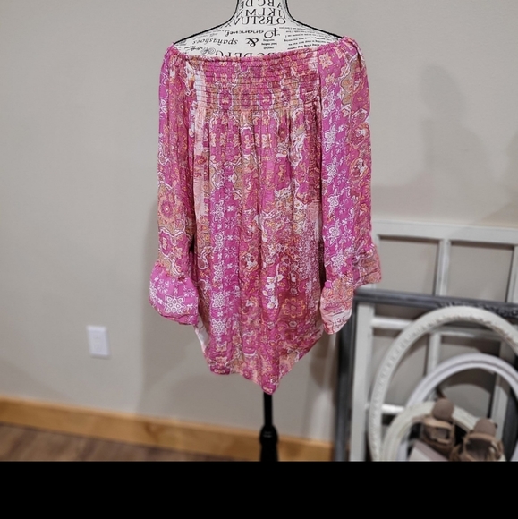 Zac & Rachel Women Size 2X Off shoulder Peasant Boho Top - Picture 6 of 11